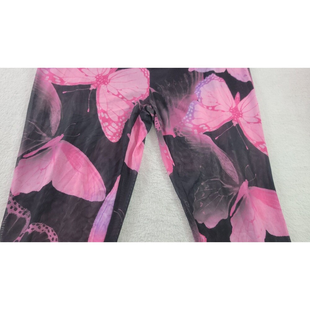 ​Shein Pink Butterfly Mesh Print Skinny Leggings Pants Medium US 6 Stretchy - Picture 5 of 10